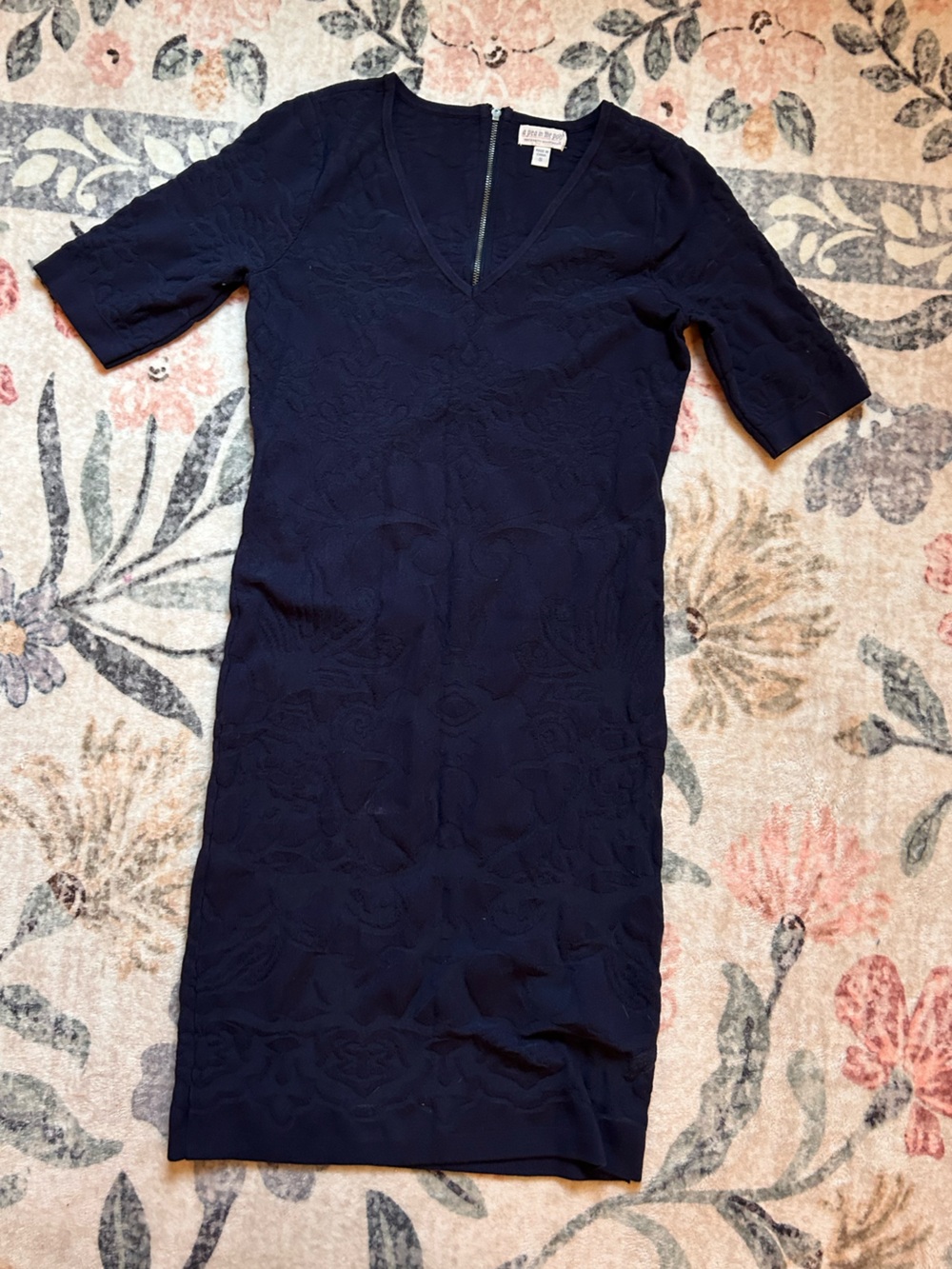A Pea in the Pod Gorgeous Navy Floral-Texture Midi Dress